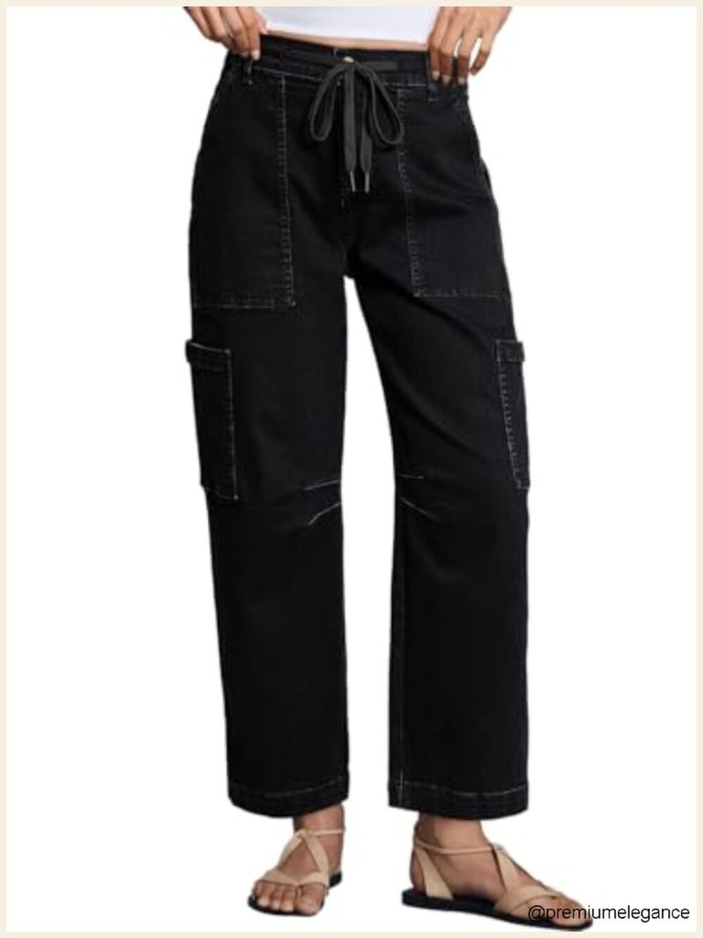 High Waisted Wide Leg Cargo Jeans for Women Loose Baggy Denim Pants